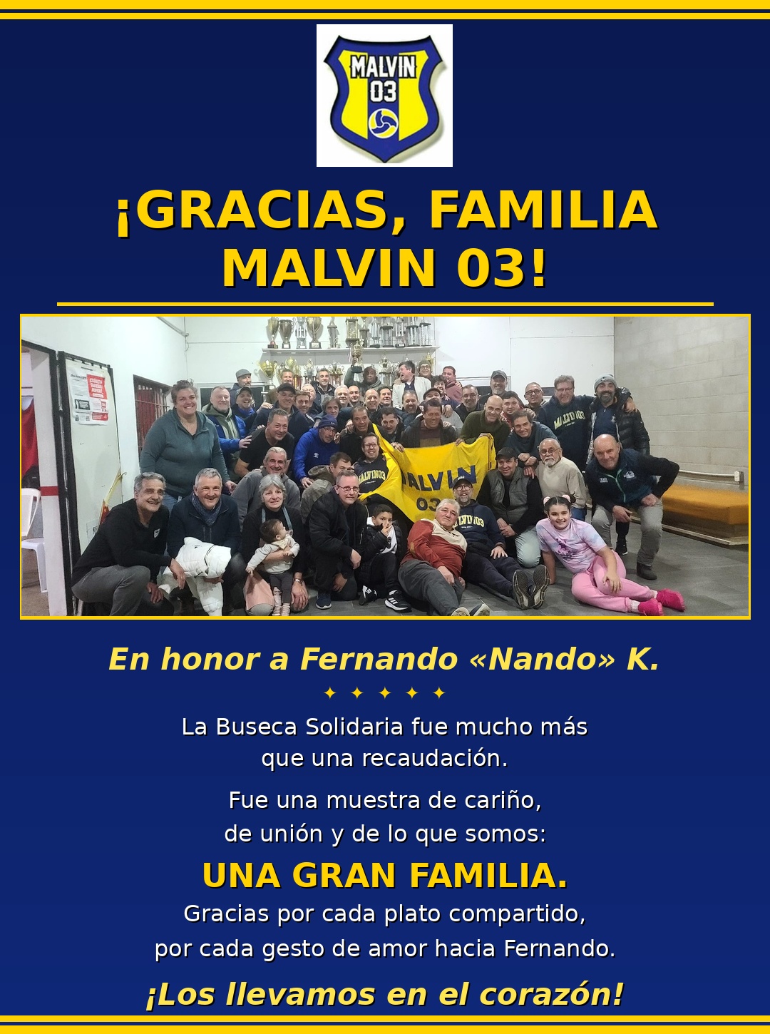 Lo recaudado va para Nando